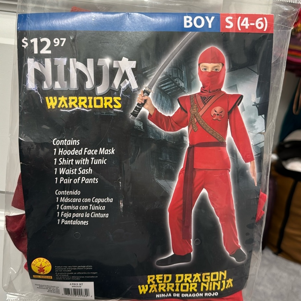 Ninja warriors kids costume red dragon